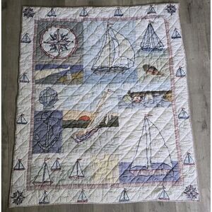 Patch Magic Kids Baby Crib Toddler Quilt Sailboat Lighthouse Nautical Blanket